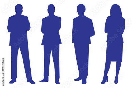 Set of  corporate business people silhouette .Standing technology business marketing man and woman silhouette. vector illustration on white background.