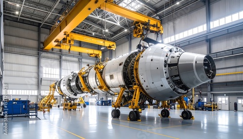 Large Spacecraft Components Lowered In Aerospace Assembly Dome Setting