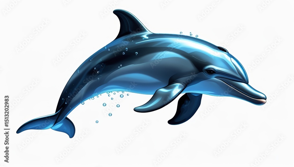 Fototapeta premium Majestic Dolphin Illustration on Clean White Background for Marine Themed Designs