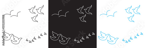 Flock of Birds icon. Vector for websites, mobile interfaces, presentations, banner, visual branding etc. Vector illustration. isolated on white and black background. EPS 10