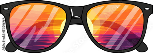 Sunglasses with Sunset Reflection
