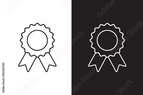 Ribbon award icon representing recognition and achievement isolated on white background.