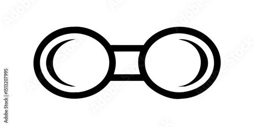 two ring line vector illustration.Simple black and white outline of oval-shaped eyeglasses.A clean, minimalist line drawing of a pair of oval-shaped eyeglasses.