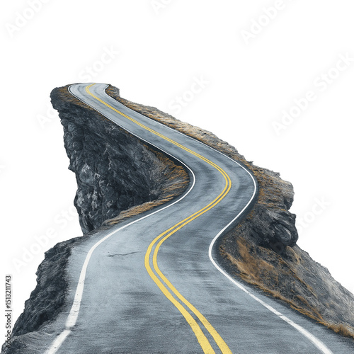 Winding road on cliff edge in nature