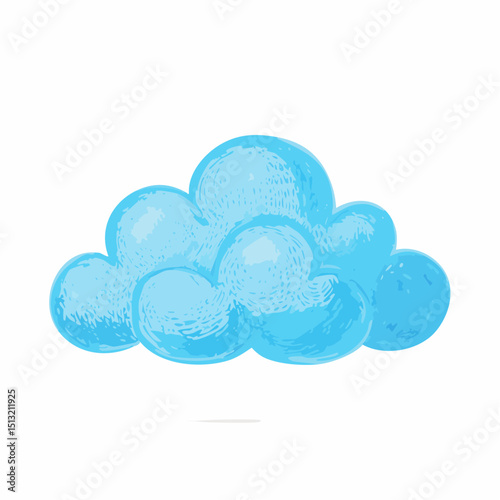 Azure Cloud Illustration: A soft and whimsical illustration of a fluffy, azure cloud, evoking a sense of serenity and peacefulness in a simplified and appealing artistic style.