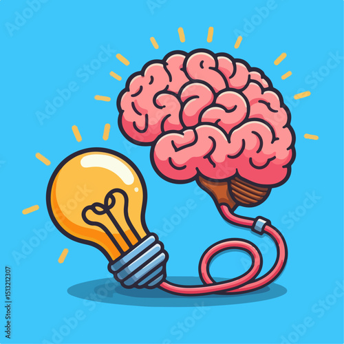 illustration of a brain idea in the shape of a lamp