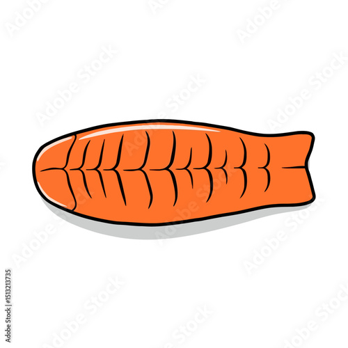 Single salmon fillet cartoon illustration