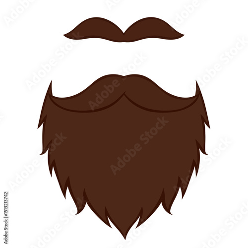Brown mustache and full beard set illustration
