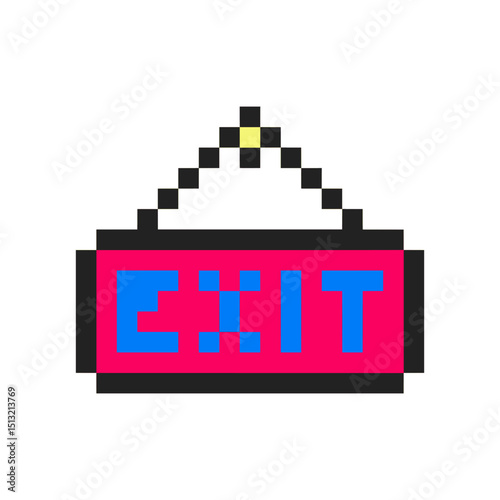 exit sign board pixel art