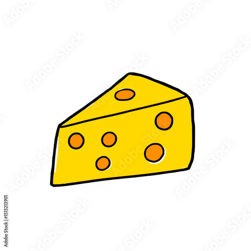 Cartoon drawing of a wedge of yellow cheese