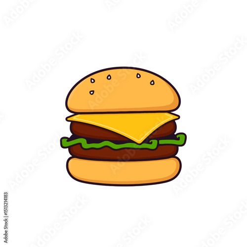 Delicious double cheeseburger cartoon illustration