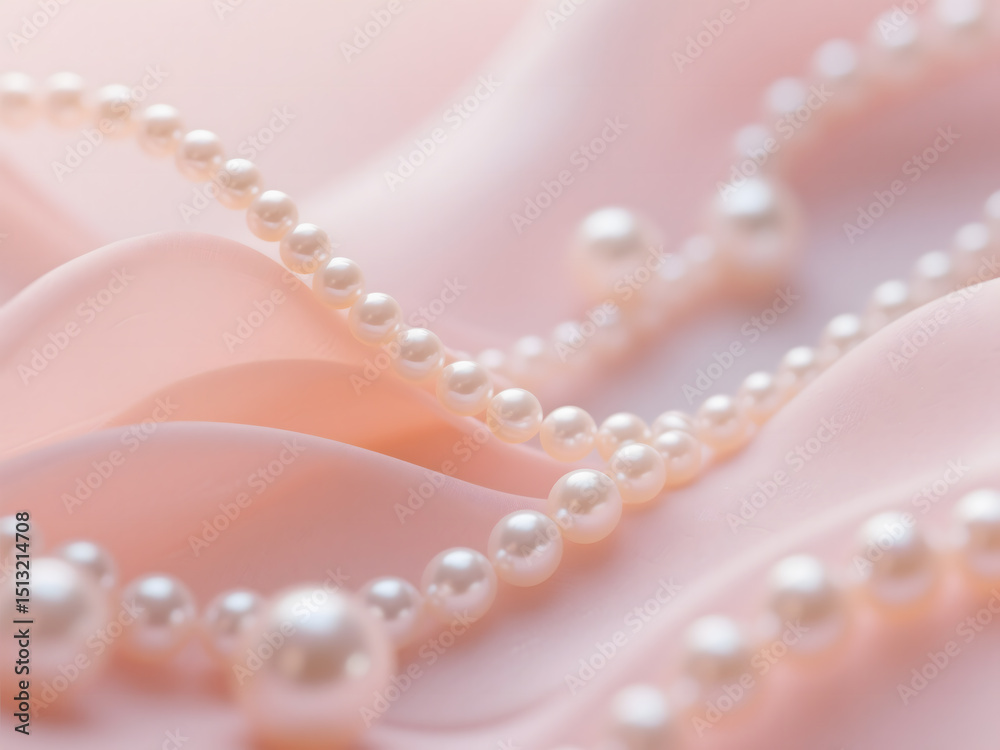 Soft Pink Folds with Elegant Pearl Strands Soft Pink Folds with Elegant Pearl Strands