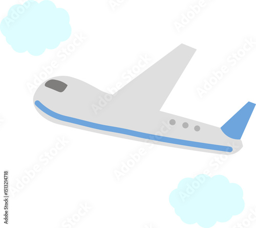飛んでいる飛行機のイラスト