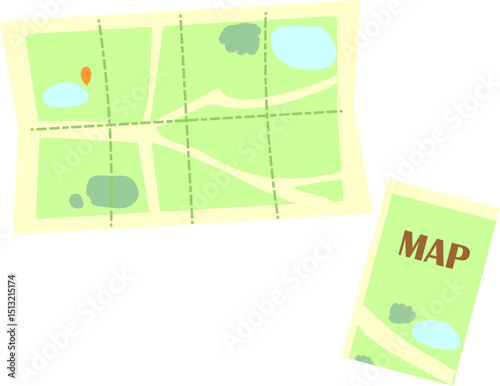 紙の地図・旅行マップのシンプルイラスト