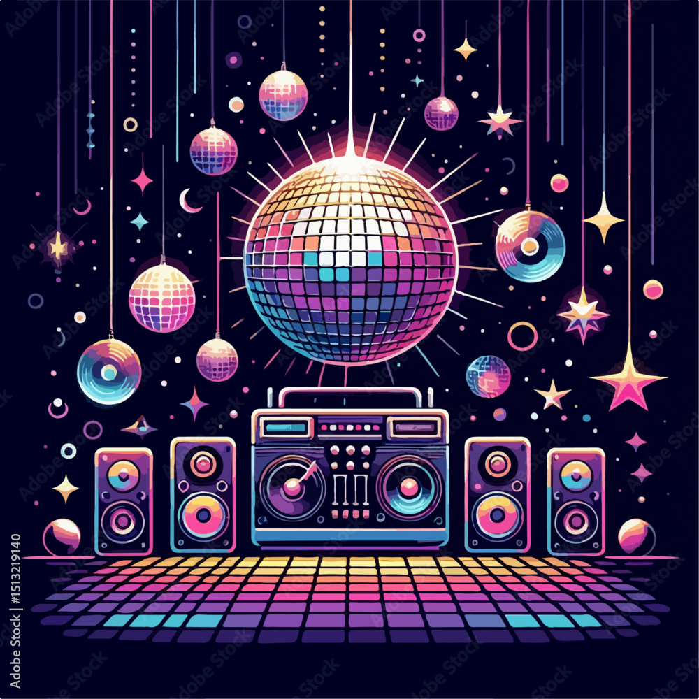 Obraz premium disco party flyer