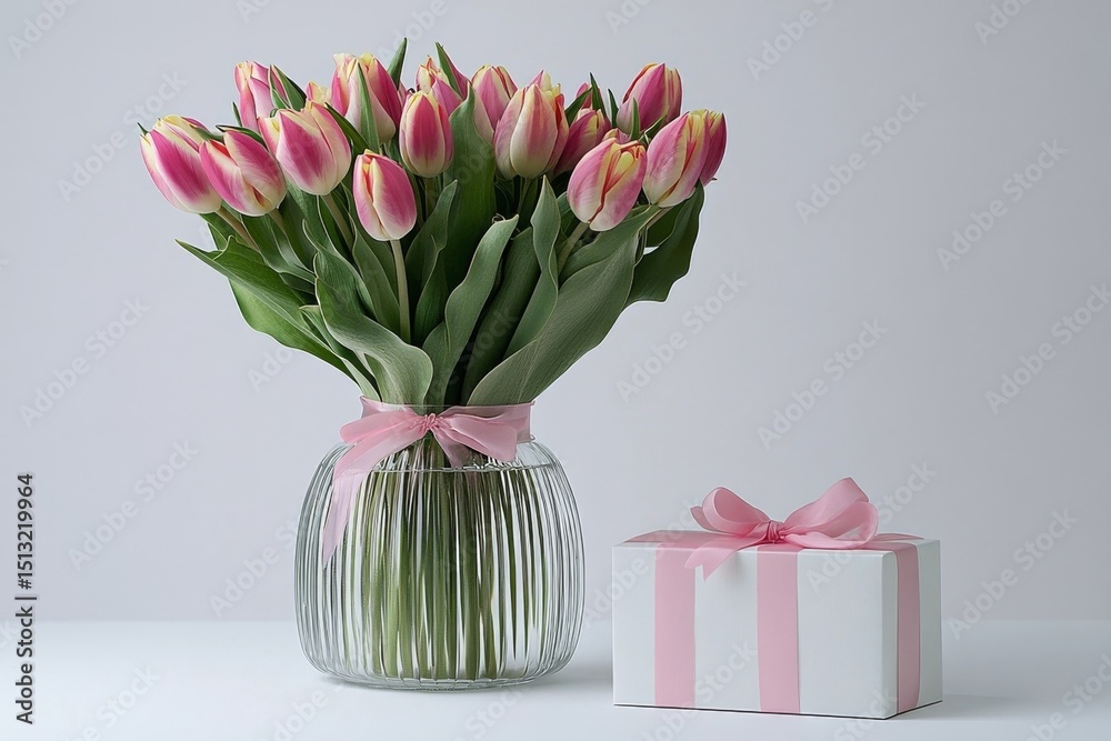 Fototapeta premium pink tulips in vase