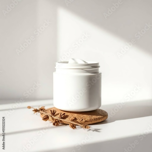 Chiaroscuro Beauty Plain Cream Jar Mockup with Earthy Tones and Shadows