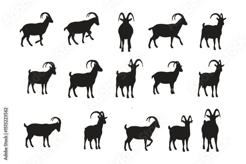 Cute Horned Goat Silhouette Illustration