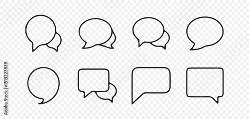 Message icon set in line style. Speech bubble icon set. Message, chat, dialogue icons.  vector eps 10