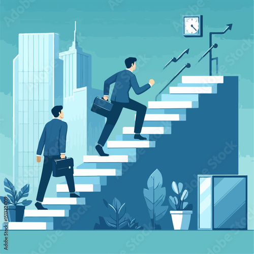 illustration of businessman climbing stairs