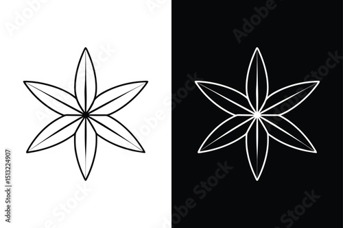 Minimal Star Anise Icon. Holiday Herb & Spice Vector Design