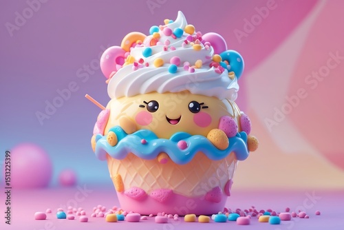 Adorable kawaii cupcake character sweet treats dessert