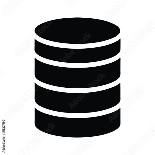 Database server data storage black icon isolated vector illustration