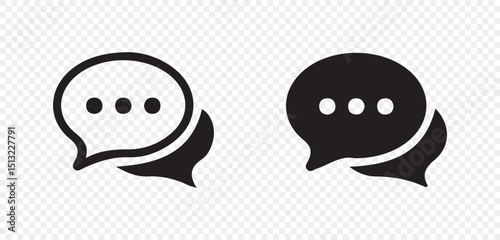 Chat message symbol, Chat speech bubble, Social media message sign.
