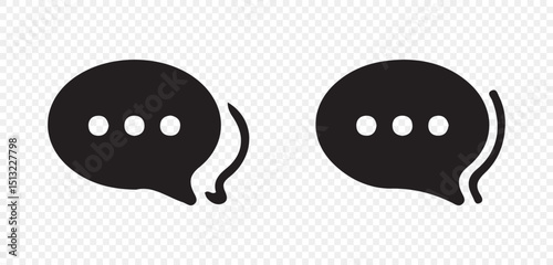 Chat message symbol, Chat speech bubble, Social media message sign.