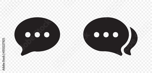 Chat message symbol, Chat speech bubble, Social media message sign.