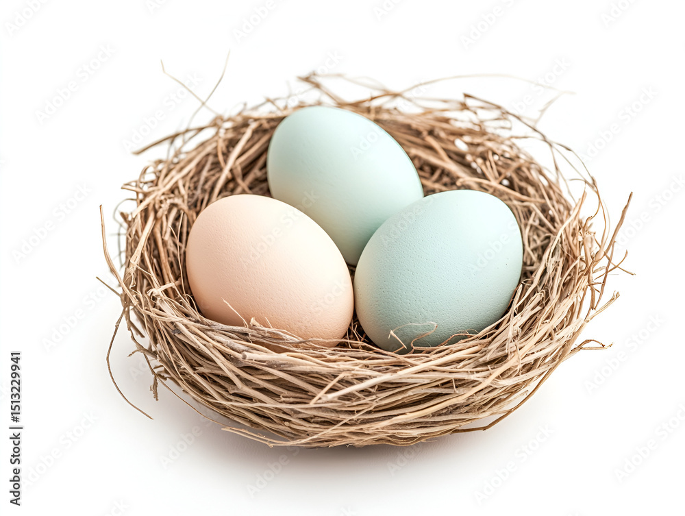 Nest with Three Eggs: Nature's Delicate Creation Nest with Three Eggs: Nature's Delicate Creation