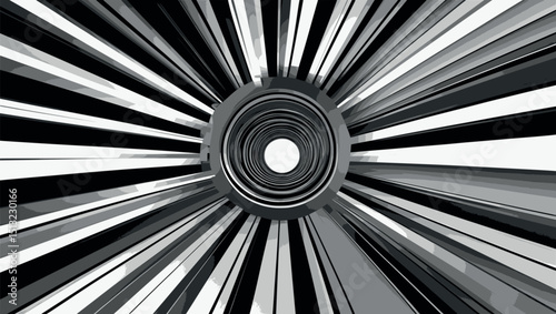 Motion tunnel in converging lines. Minimalist vector illusion with strong directional movement.