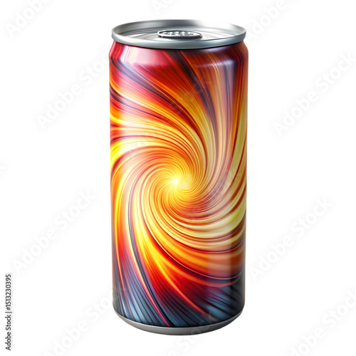 Energy Drink Can Design: Abstract Swirl Graphic, Aluminum Can Packaging, Beverage Branding