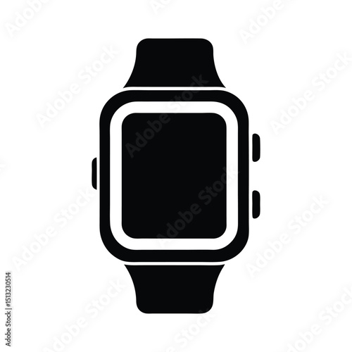 Black and white smartwatch icon graphic illustration for digital applications