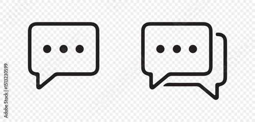 chat message icon set, Chat speech bubble, Social media message. Outline talk icon Vector illustration