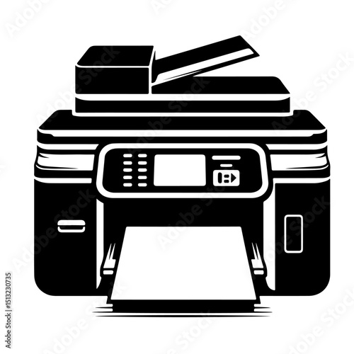 All-in-One Multifunction Printer Icon - Vector Silhouette Graphic