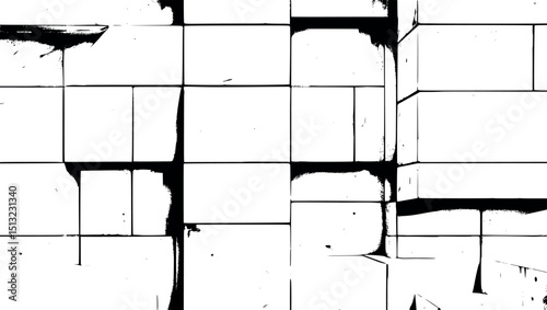 Brutalist block geometry. Vector minimal composition with concrete textures and grayscale tones.