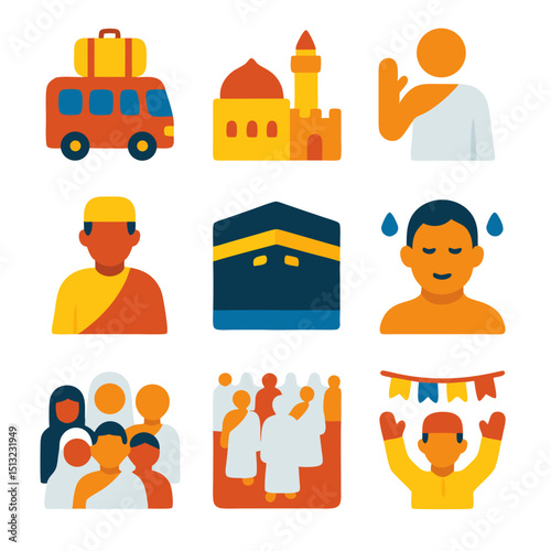 Hajj Pilgrimage Icons: Sacred Journey to Mecca