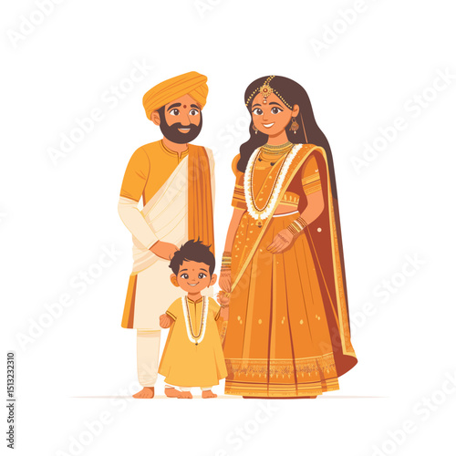Family Portrait in Traditional Indian Attire