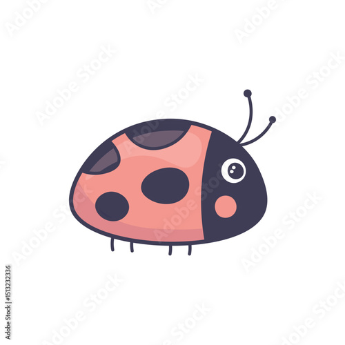 Colorful doodle-style ladybug clipart on white background. Hand-drawn cartoon insect for kids' design, stickers, prints, and educational materials.