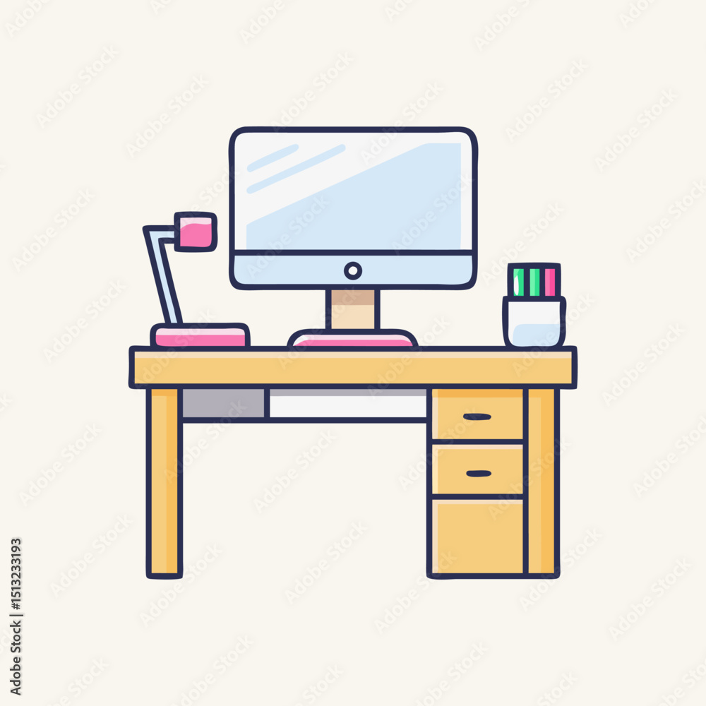 Flat Design Computer Desk Flat Design Computer Desk