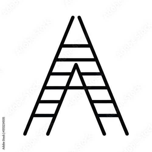 black ladder icon for construction and home repair