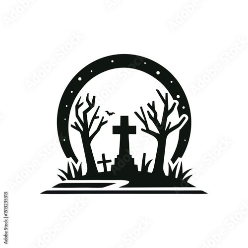 Graveyard logo icon design illustration Halloween