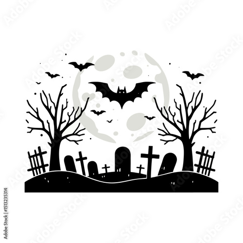 Graveyard logo icon design illustration Halloween