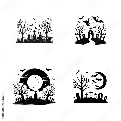 Graveyard logo icon design illustration Halloween