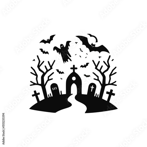 Graveyard logo icon design illustration Halloween