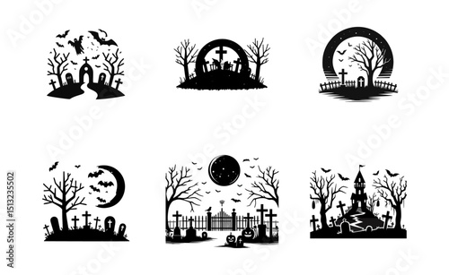 Graveyard logo icon design illustration Halloween