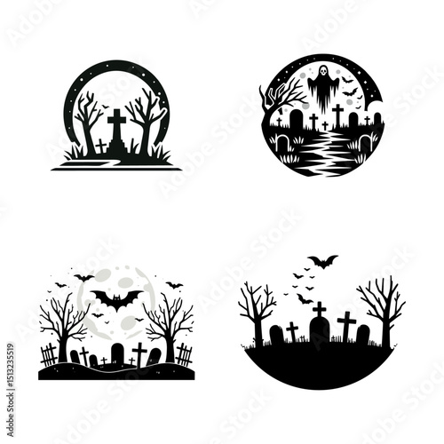 Graveyard logo icon design illustration Halloween