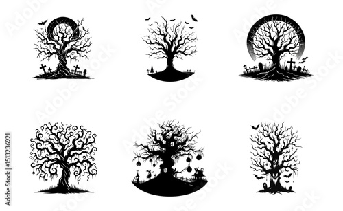 creep dead tree logo icon design illustration Halloween