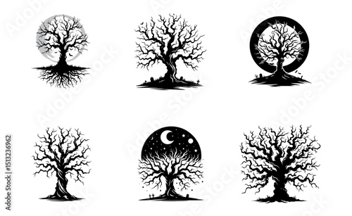 creep dead tree logo icon design illustration Halloween